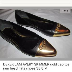 DEREK LAM AVERY SKINNER gold cap toe flats shoes